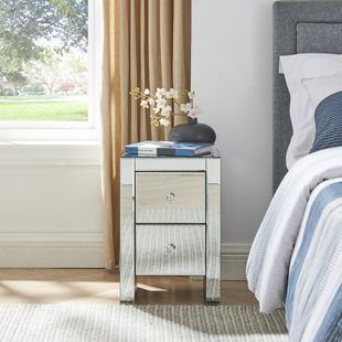 Hayworth mirrored on sale silver nightstand